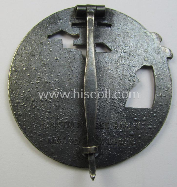 Attractive - and complete! - set comprising of a WH (KM) 'Blockadebrecher-Kriegsabzeichen' being a maker- (ie. 'Schwerin'-) marked example that comes together with its accompanying 'Halbminiatur', both as executed in multi-coloured 'Buntmetall...