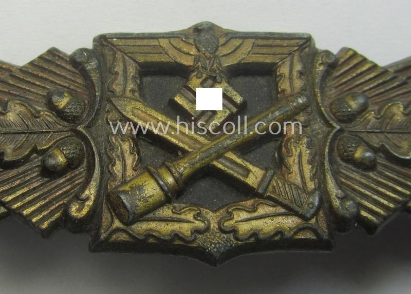 'Nahkampfspange in Bronze' (or: bronze-class close-combat clasp ie. CCC) being a maker- (ie. 'F.&B.-L.'-) marked- and/or minimally converse-shaped specimen as was produced by the maker- (ie. 'Hersteller') 'Funcke u. Brüninghaus'