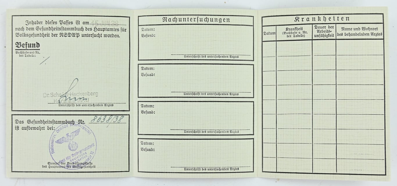 German NSDAP Health Pass