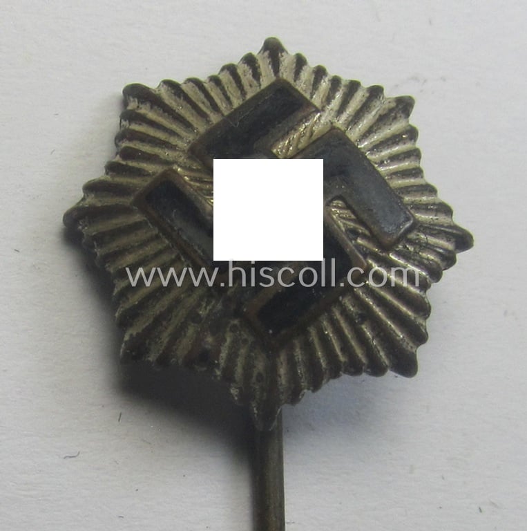 Semi-enamelled, RLB- (ie. 'Reichluftschützbund') 'Zivilabzeichen' or: civil-attire badge (of the second pattern) that is bearing a maker- (ie. 'H. Aurich - Dresden') and/or patent-pending- (ie. 'Ges.Gesch.'-) marking