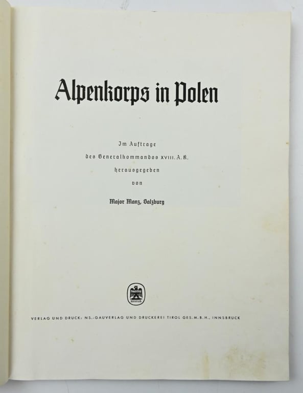 German Book 'Alpenkorps in Polen'