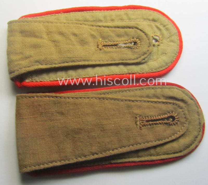 Pair of WH (Luftwaffe) 'tropical-styled', NCO-type shoulderstraps (as was specifically intended for usage onto the tropical-shirts ie. tunics) as was intended for a: 'Feldwebel. o. Wachtmeister der Flak-Art.-Trpn.'