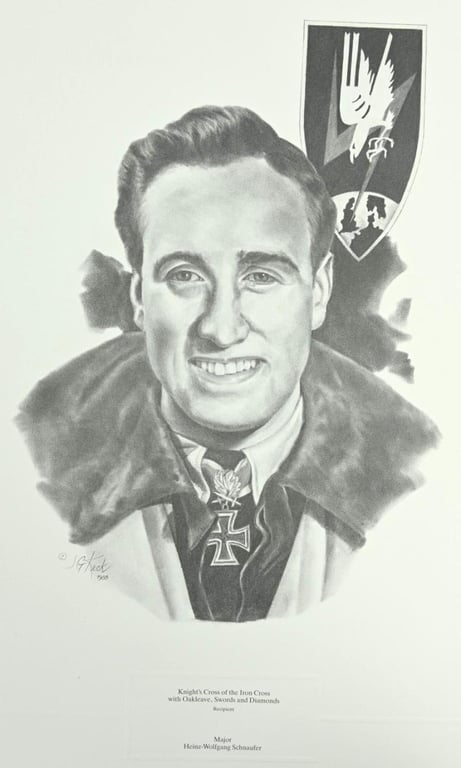 German Litho Print of LW Flight Ace 'Heinz-Wolfgang Schnaufer'