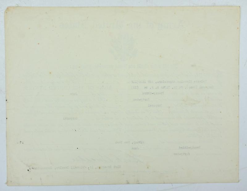 US WW2 Military Police Promotion Certificate