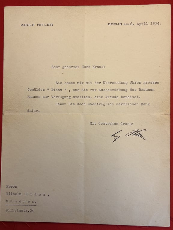 GERMAN WWII VERY RARE ADOLF HITLER AND ALBERT BORMANN HAND SIGNED AUTOGRAPH LETTERS SIGNED COLLECTION, REGARDING ART WORK.