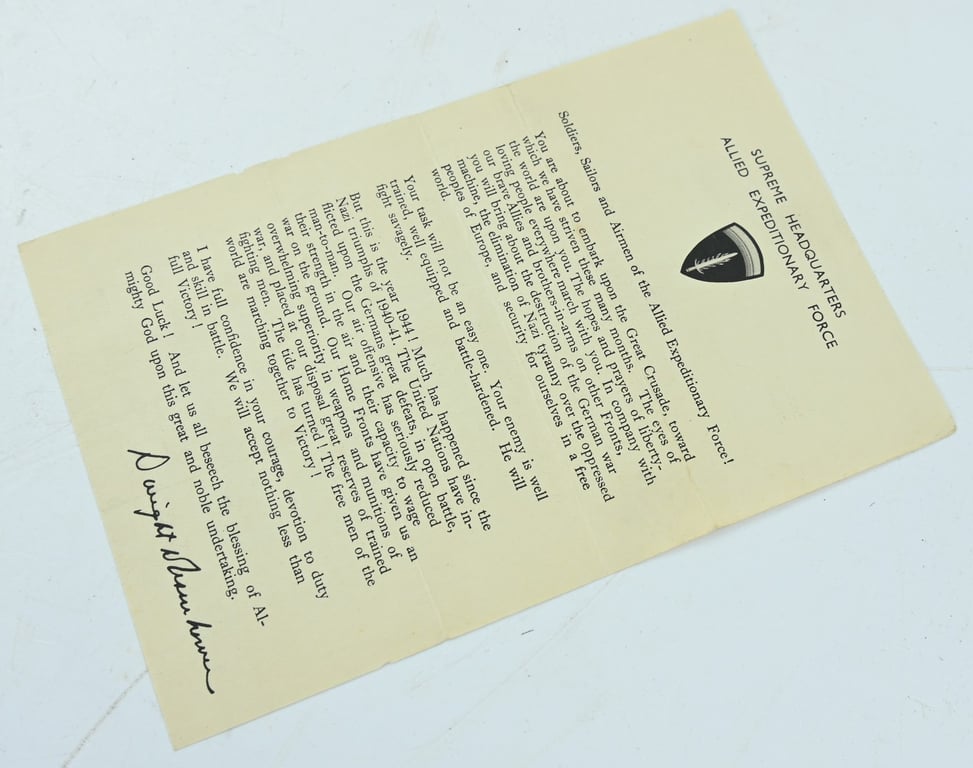 US WW2 Eisenhower D-Day Letter 6 June 1944