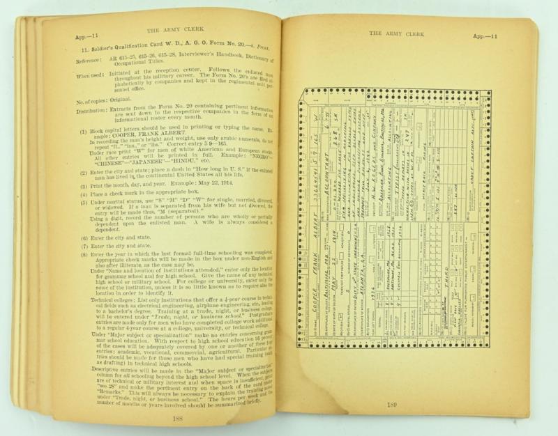 US WW2 Technical Manual 'The Army Clerk' TM 12-252