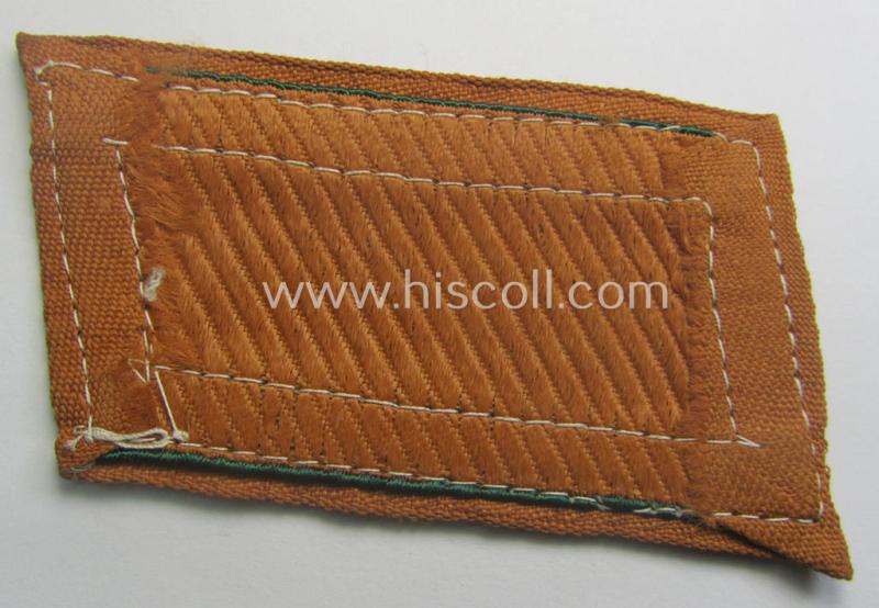 Regrettably single, (partly!) 'BeVo'-woven, NCO-pattern 'Ostvölker'-collar-tab as intended for a 'Nord-Kaukasischer' volunteer within the 'Deutsche Wehrmacht' (ie. 'Zugführer' within the: 'Nord-Kaukasischer Legion')