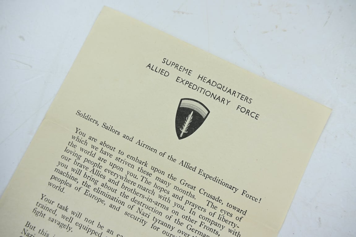 US WW2 Eisenhower D-Day Letter 6 June 1944