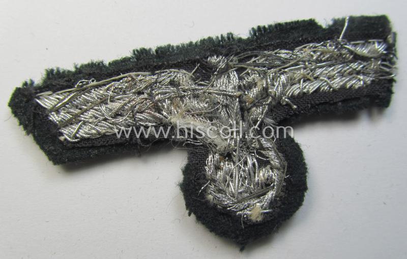 Superb, WH (Heeres) officers'-pattern visor-cap-eagle (ie. 'Adler für Offiziers-Schirmmütze') being a neatly hand-embroidered example of the: 'Extra Qualität' that comes in a moderately used- (ie. carefully cap-removed-), condition