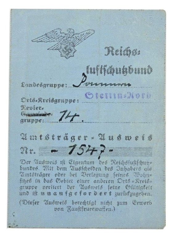German Third Reich Paper Document set 'Stettin'