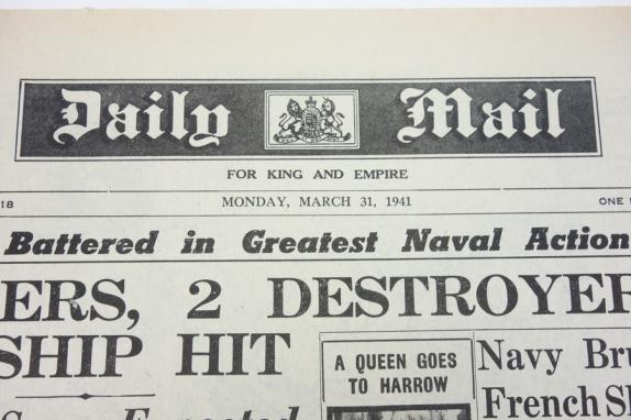 British "Daily Mail" Newspaper 31 March 1941.