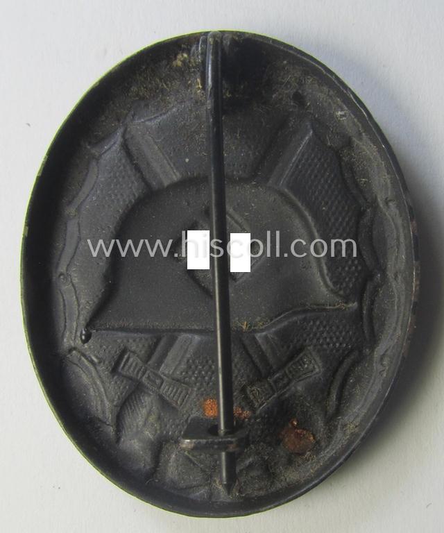 Moderately used- and/or worn black-class wound-badge (or: 'Verwundeten-Abzeichen in Schwarz') being a typical non-maker-marked example