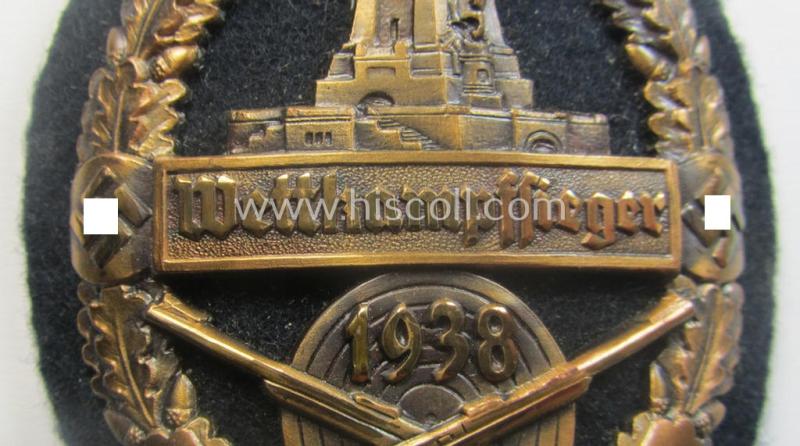 Bronze-toned (and I deem 'Cupal'-based!) 'Kyfhäuserbund Schiessauszeichnung' depicting the 'Kyfhäuser'-monument and text: 'Wettkampfsieger 1938'