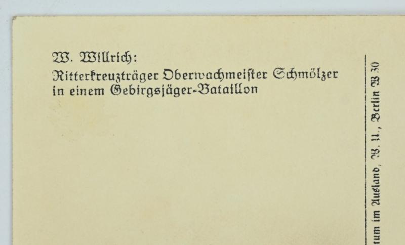 German WH GBJ Willrich Postcard 'Oberwachmeister Schmolzer'