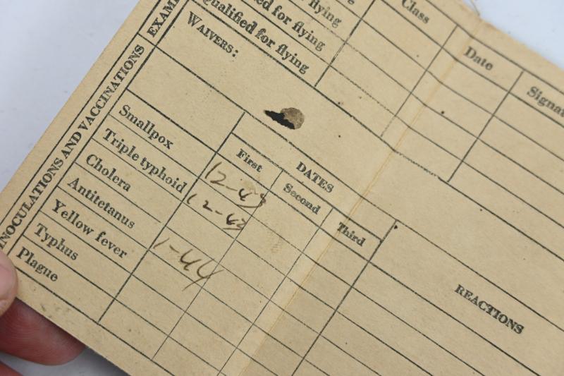 USAAF WW2 Pilot & Crew Physical Record Card