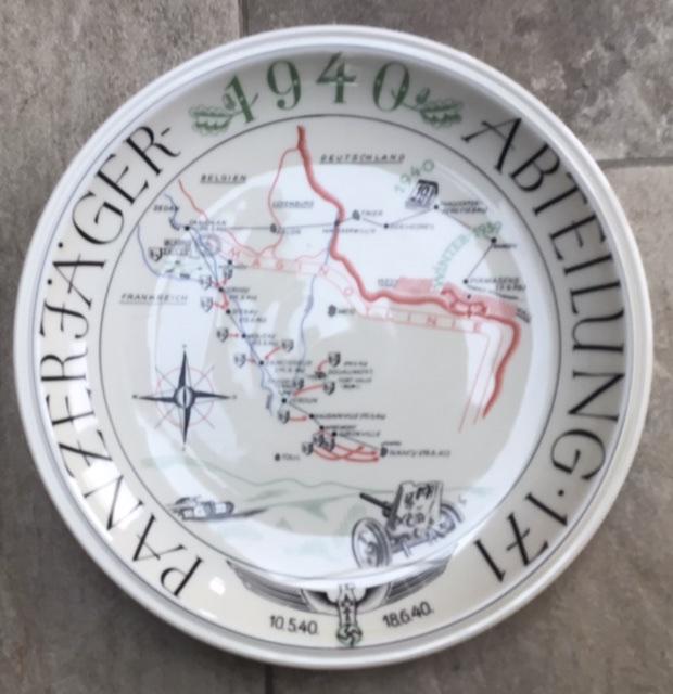 Colourful Commemorative Plate  for Panzerjager Abteilung 171 -  France Campaign  May- June 1940