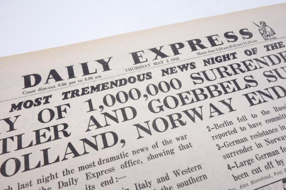 British "Daily Express" Newspaper 3 May 1945.