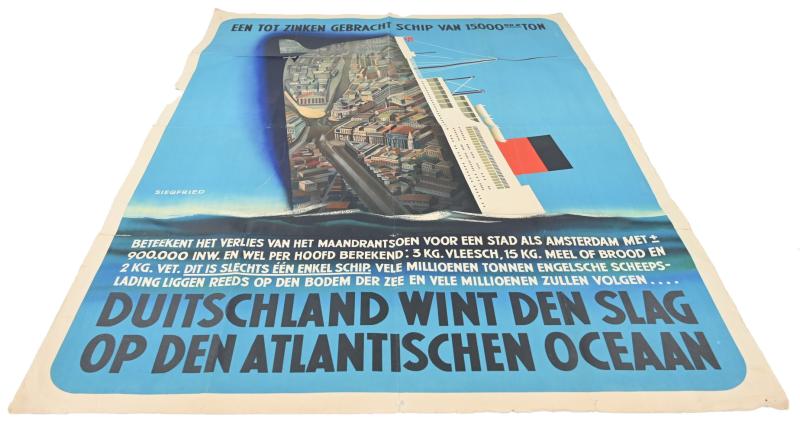 Dutch NSB Poster 'Duitschland wint den slag op den Atlantischen Oceaan'