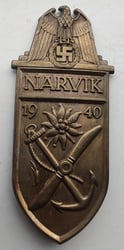 WW2 Narvik shield in gilt for naval personnel