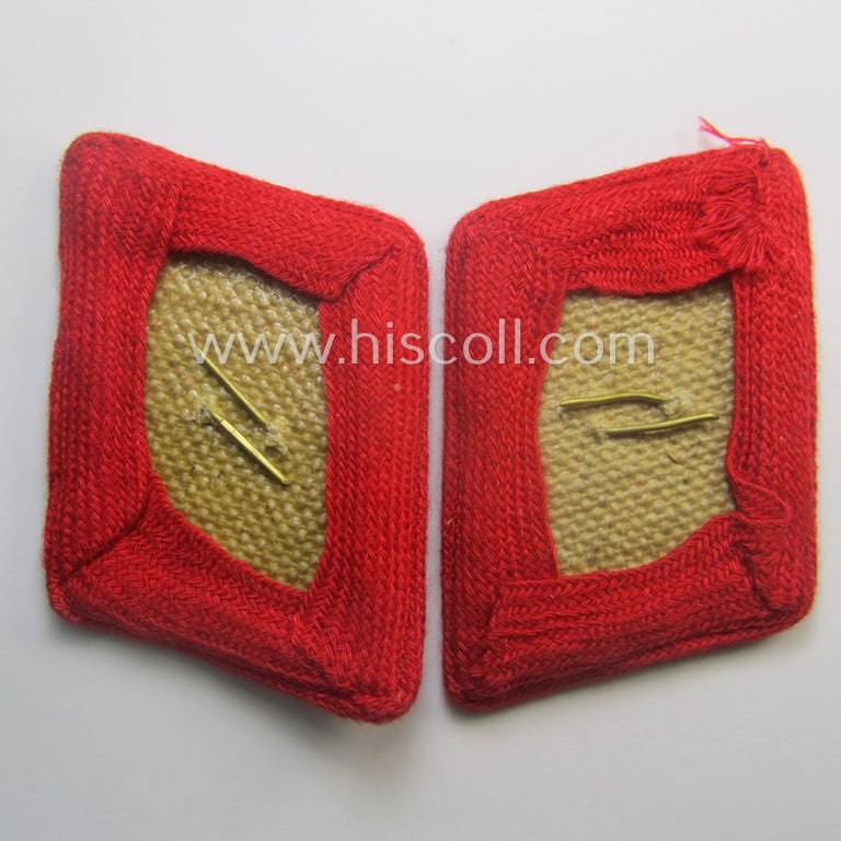 Truly used - and fully matching! - pair of WH (Luftwaffe) bright-red-piped, EM- (ie. NCO-) type collar-patches (ie. 'Kragenspiegel') as was intended for usage by a member within one of the units of the: 'Hermann Göring'-Division