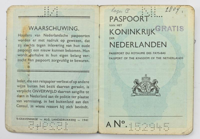 Dutch WW2 Pasport of Johannes Sanders, Labor Worker in Germany
