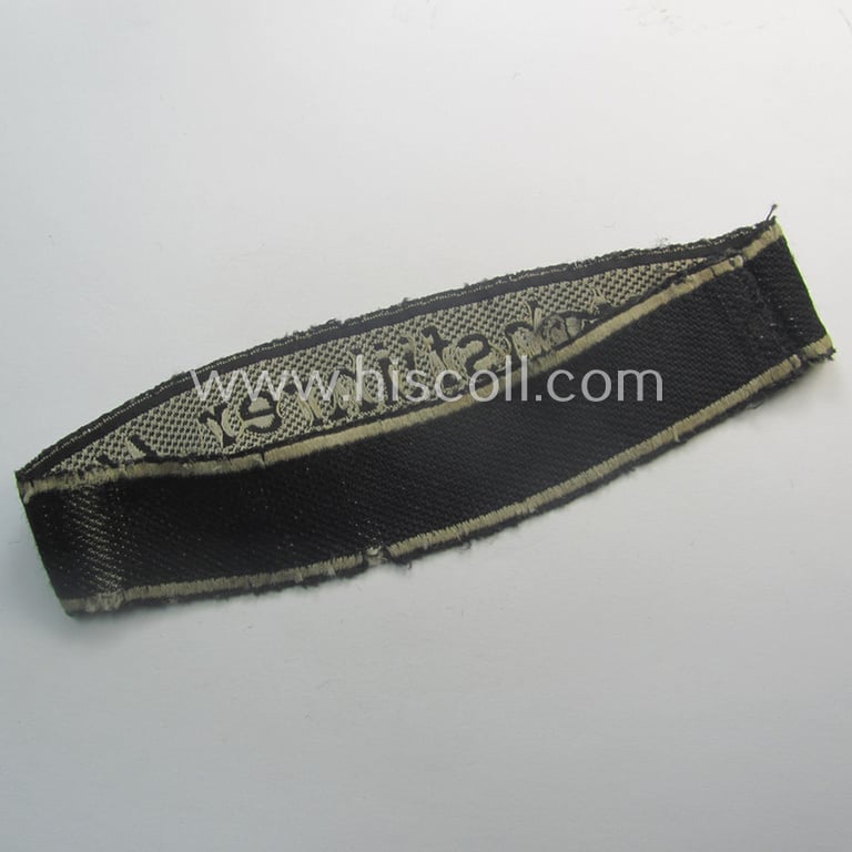 Truly worn - and carefully tunic-removed! - Waffen-SS 1943/44-pattern cuff-title (ie. 'Ärmelstreifen') as was intended for a member serving within the: 16. SS-Panzer-Grenadier-Division 'Reichsführer SS'