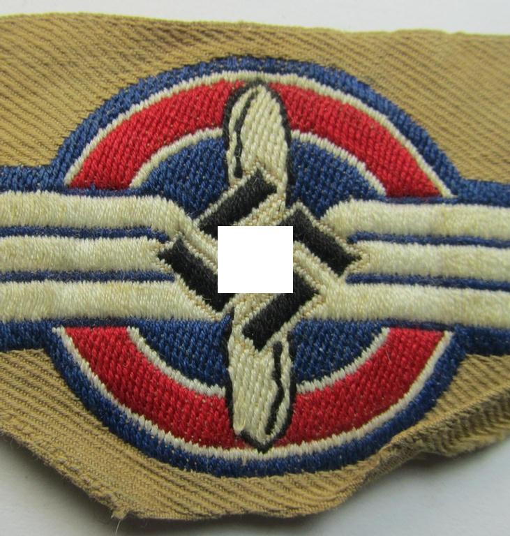 Attractive - and actually rarely seen! - HJ (ie. 'Hitlerjugend') pre-war- (ie. after 1938-) so-called: 'Ärmelabzeichen' (ie. arm-badge) that was intended for usage by a member who served within the so-called: 'Luftsportscharen'