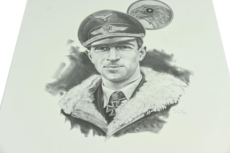 German Litho Print of LW Flight Ace 'Werner Mölders'
