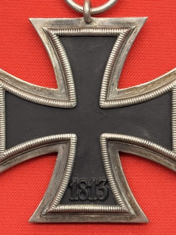 AUTHENTIC WWII IRON CROSS 2ND CLASS RING STAMPED 7, PAUL MEYBAUER OF BERLIN GERMANY FINE CONDITION.