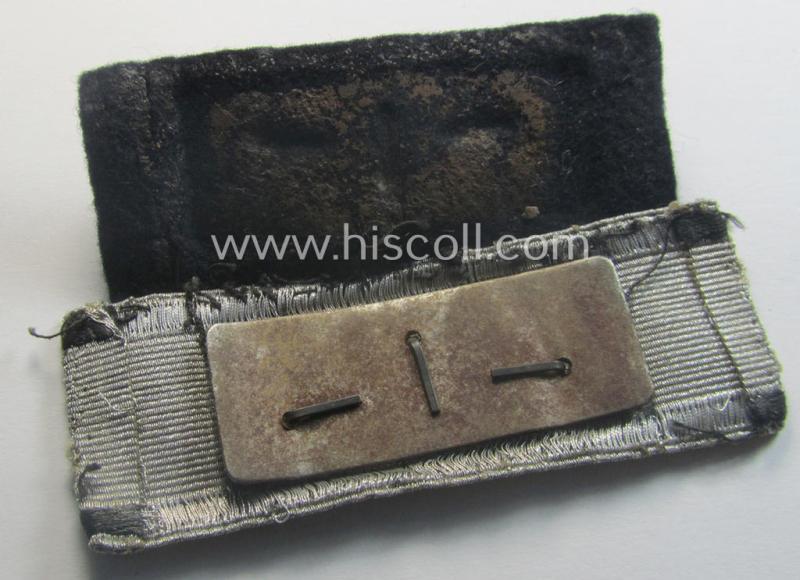 Truly used- and/or worn so-called: 'Sonderabzeichen für das Niederkämpfen von Panzerkampfwagen usw. durch Einzelkämpfer in Silber' (ie. tank-destruction badge)