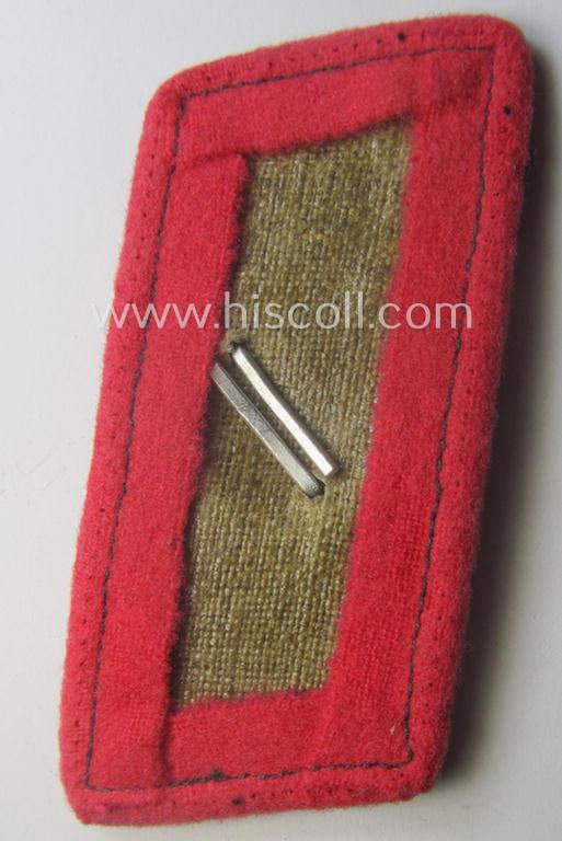 Early- (ie. mid-) war-period - albeit regrettably single! - WH (Heeres) black-coloured, woolen-based- and/or bright-pink-piped: 'Panzer'-collar-tab having an aluminium based 'Totenkopf' (ie. skull) attached