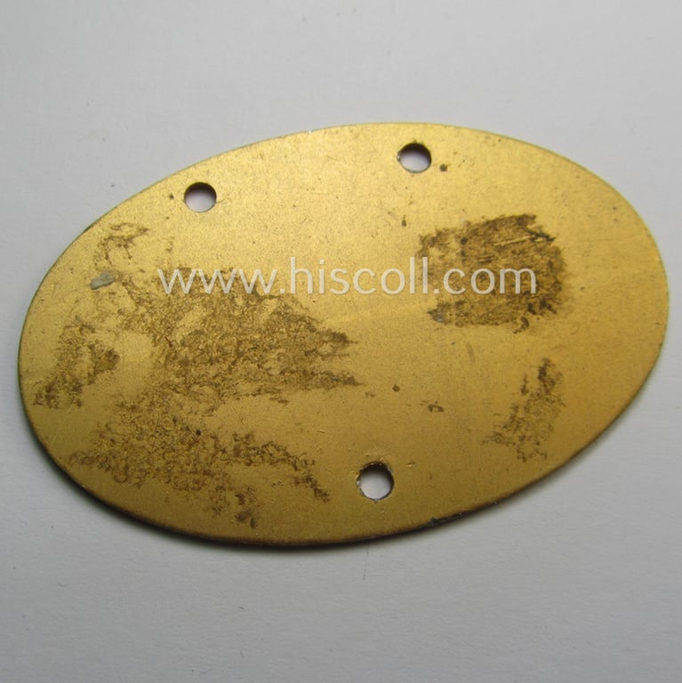 WH (KM) typical aluminium-based- and/or reddish-golden-bronze toned ID-disc (ie. 'Erkennungsmarke') bearing the engraved name and coded numeral (ie. text) that simply reads: 'Friedrich Künkler N 20164 MK'