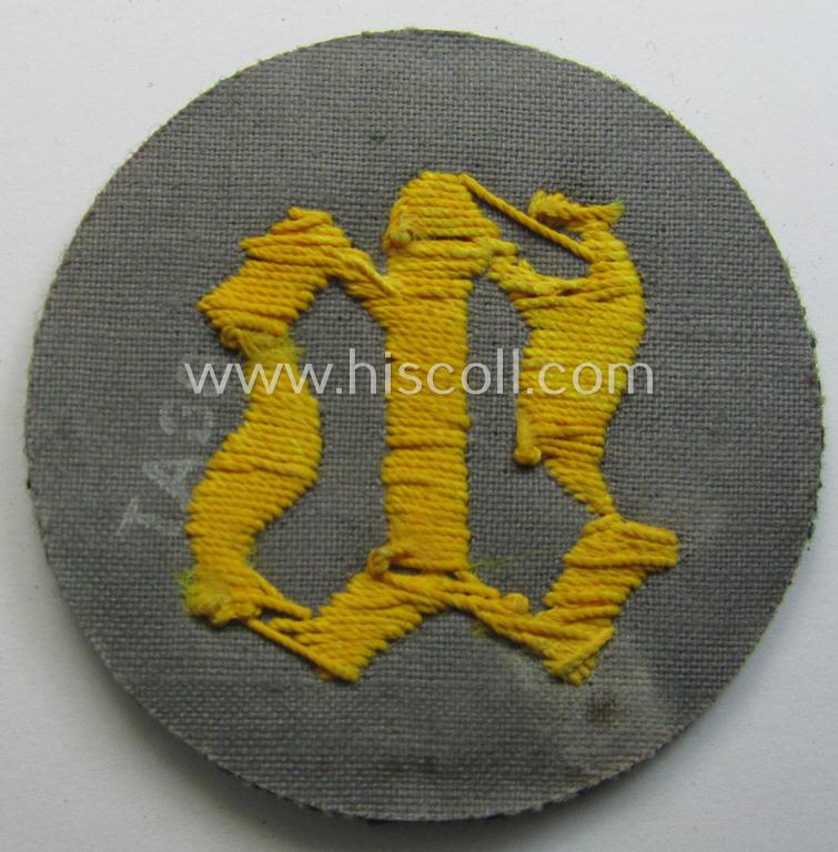WH (Heeres) hand-embroidered trade- and/or special-career arm-insignia: 'Wallmeister' (or: fortification-construction NCO)