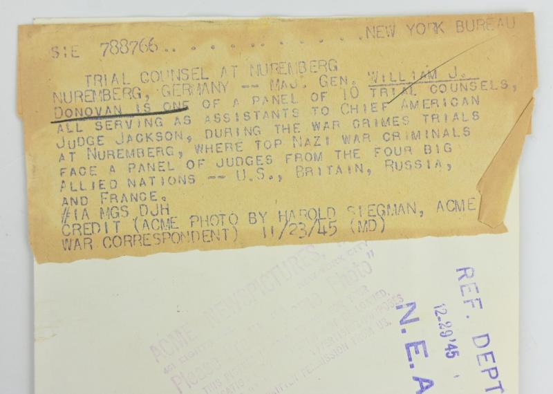 Allied Nuremberg War Trails 'Major General William J. Donovan'