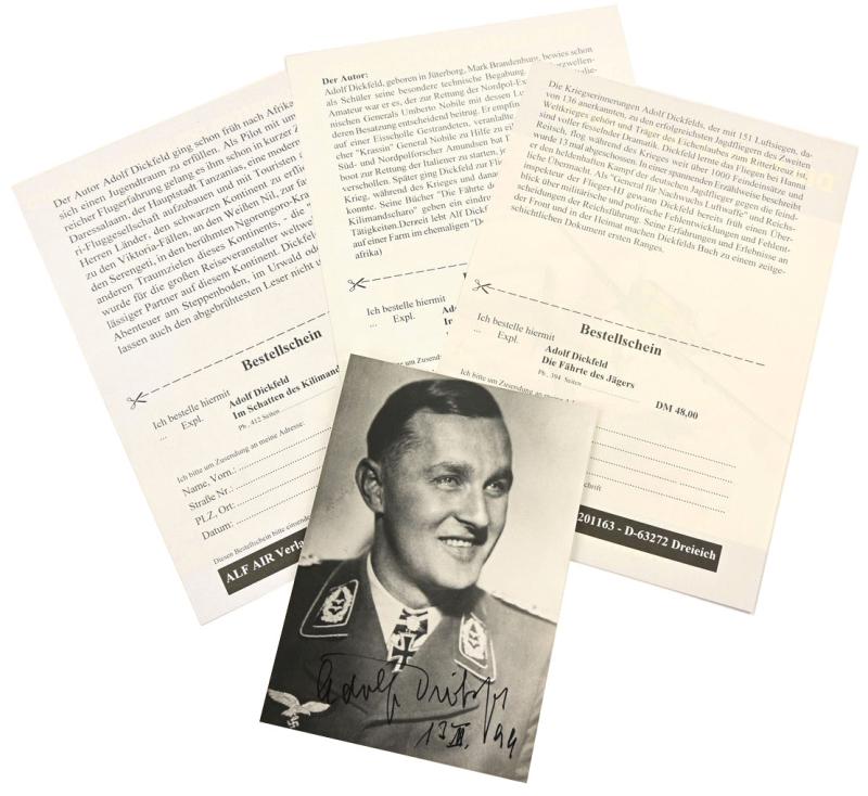 Signature of Luftwaffe KC&OLC Recipient 'Adolf Dickfeld'