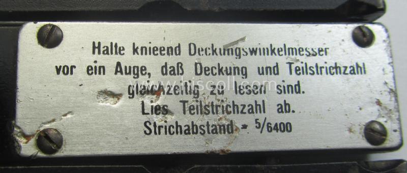 WH equipment-item being a so-called: 'Deckungswinkelmessgerät H/6400' (or: angle-measuring-device) being a neatly maker- (ie. 'DHQ'-) marked example