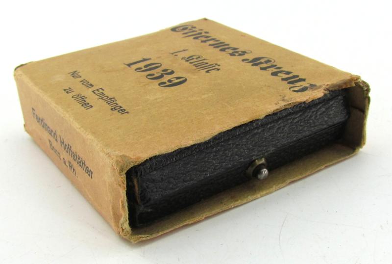 Iron Cross 1st Class Case + cardboard packaging , Ferdinand Hoffstätter Bonn a. Rh.