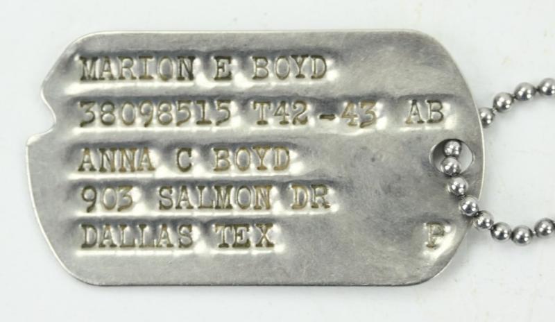 US WW2 Dog-Tag Set 'Marion E. Boyd'