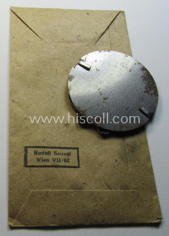 Attractive, WH (Heeres-, LW- ie. Waffen-SS-) so-called: 'Kraftfahrbewährungs-Abzeichen in Silber' being a 'virtually mint' example as was produced by the: 'Rudolf Souval'-company and that came stored in its  'Zellstoff'-based pouch