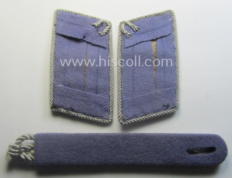 Moderately used - fully matching and scarcely found! - 'Luftschutz' (ie. RLB-related-) officers'-pattern- and hand-embroidered collar-tab-pair ('Kragenspiegelsatz') and dito board as intended for an: 'RLB-Luftschutzführer'