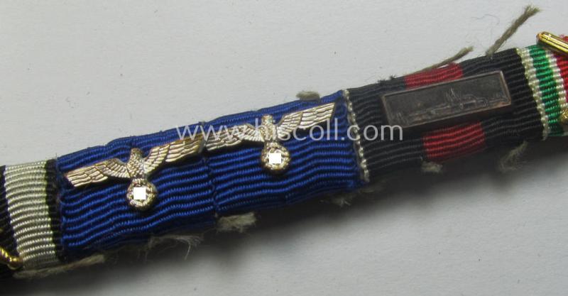 8-pieced WWI- (ie. WWII-) period ribbon-bar (ie. 'Feld- o. Bandspange') showing an: 'EKII. Kl.', a: 'KvK II.Kl. m. S., a: 'FKK m. S.', 2x WH 'DA', a: Czech 'Anschluss'-medal with 'PB-Spange' and 2 Austrian awards