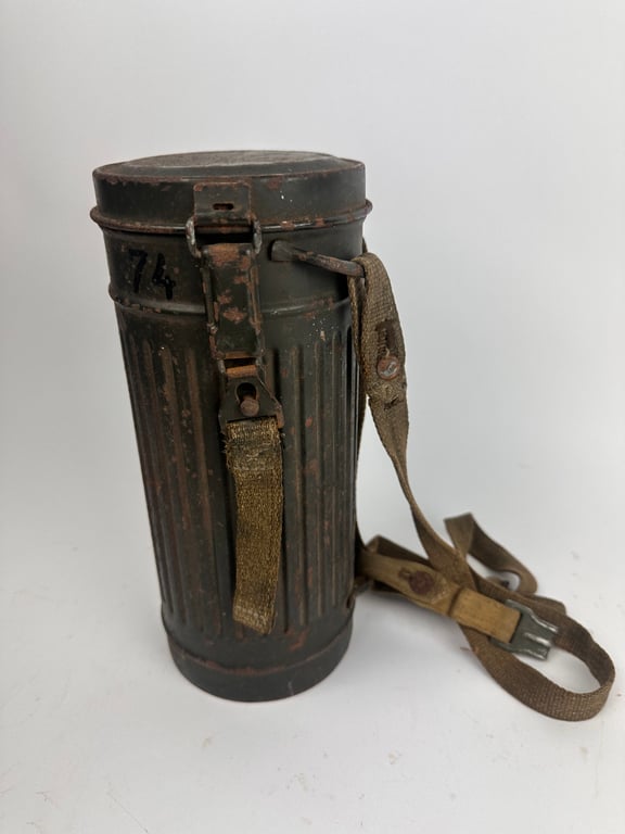 WW2 German Gas Mask & Canister With Cleaning Cloth