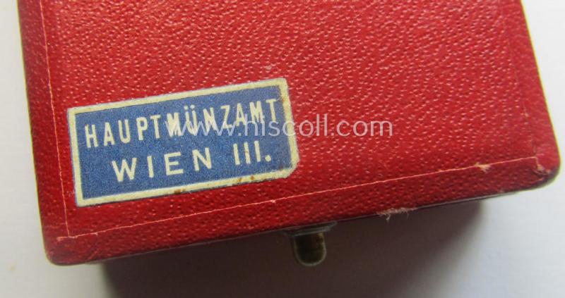 WH Austrian-occupation- (ie. 'Anschluss'-) medal: '13. März 1938' being a very attractive (and minimally tarnished) example that comes stored in its bright-red-coloured- and/or nicely maker-marked etui as issued