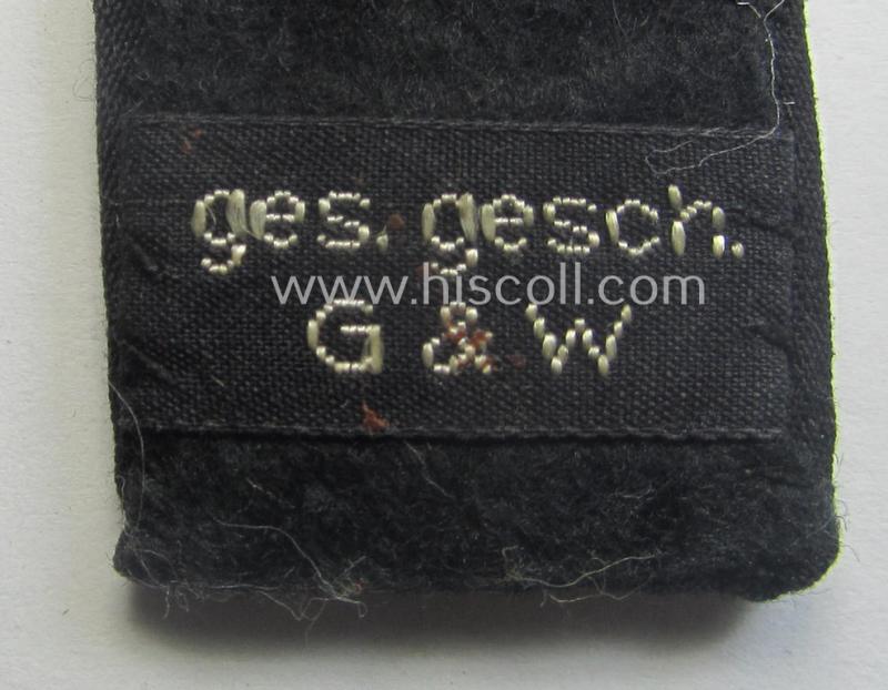 Minimally used - and truly rarely found! - so-called: TeNo (ie. 'Technische Nothilfe') students'-arm-badge (ie. 'Ärmelabzeichen für Lehrgangsteilnehmer an den Reichsführerschulen der TeNo')