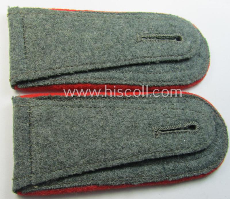 Attractive - and fully matching! - pair of WH (Heeres) early- (ie. mid-) war-period- (ie. 'M40'- ie. 'M43'-pattern), 'standard-issued' NCO-type shoulderstraps as was intended for an: 'Unterwachtmeister eines (Sturm)Art.-Abts. o. Rgts.'