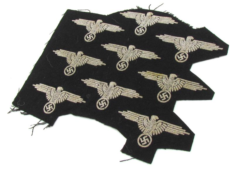 9x Waffen-SS Sleeve Eagles on a factory Sheet