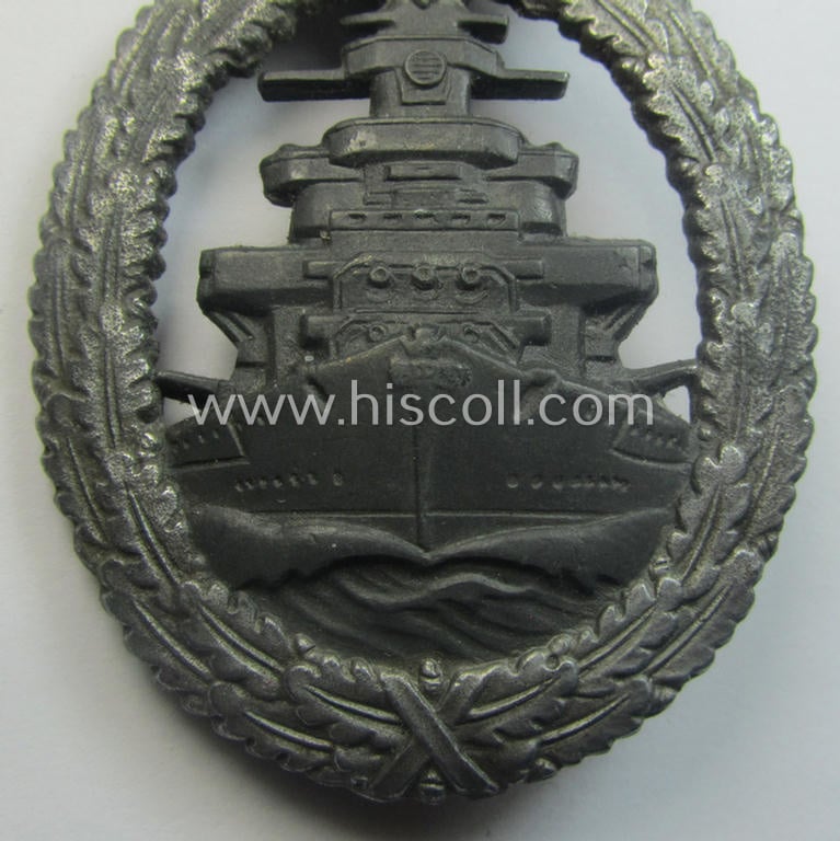 WH (KM) 'Flottenkriegsabzeichen' being zinc- (ie. 'Feinzink'-) based example by the 'Friedrich Orth'- (ie. 'FO'-) company