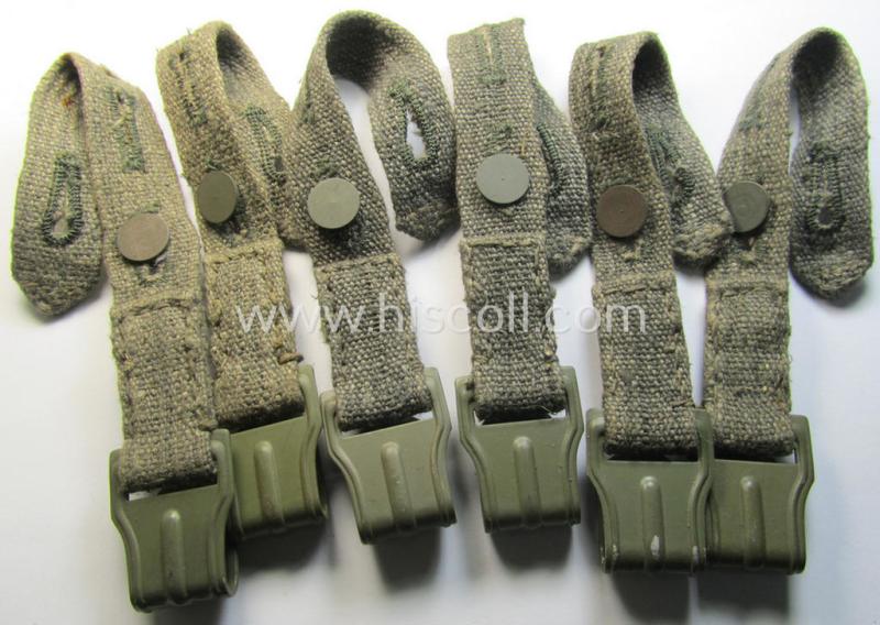 Neat - and not that easily encountered! - replacement carrying-strap (ie. 'Tragelasche für Gasmaskenbuchse') as was specifically intended for usage on the German WWII-period gas-mask-cannisters being a non-maker-marked example