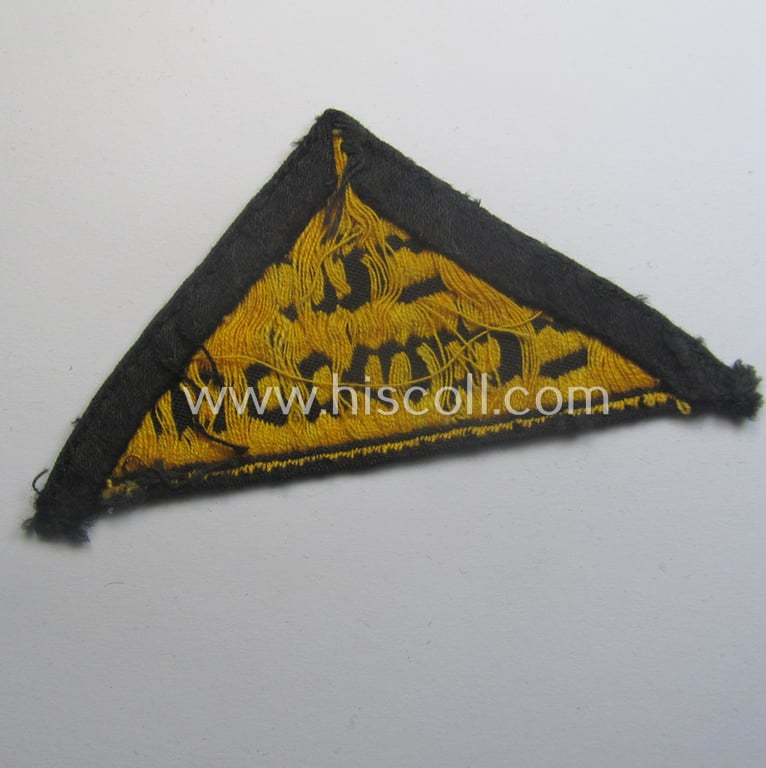 Truly used and/or worn 'HJ' ('Hitlerjugend') district-triangle (ie. 'Gebietsdreieck') entitled: 'Süd Schwaben'